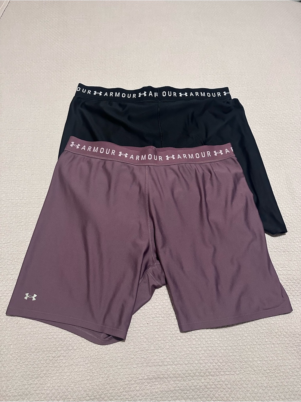 Under Armour plus size 3x Women's Black & Mauve Performance Bike Shorts - 2 Pack